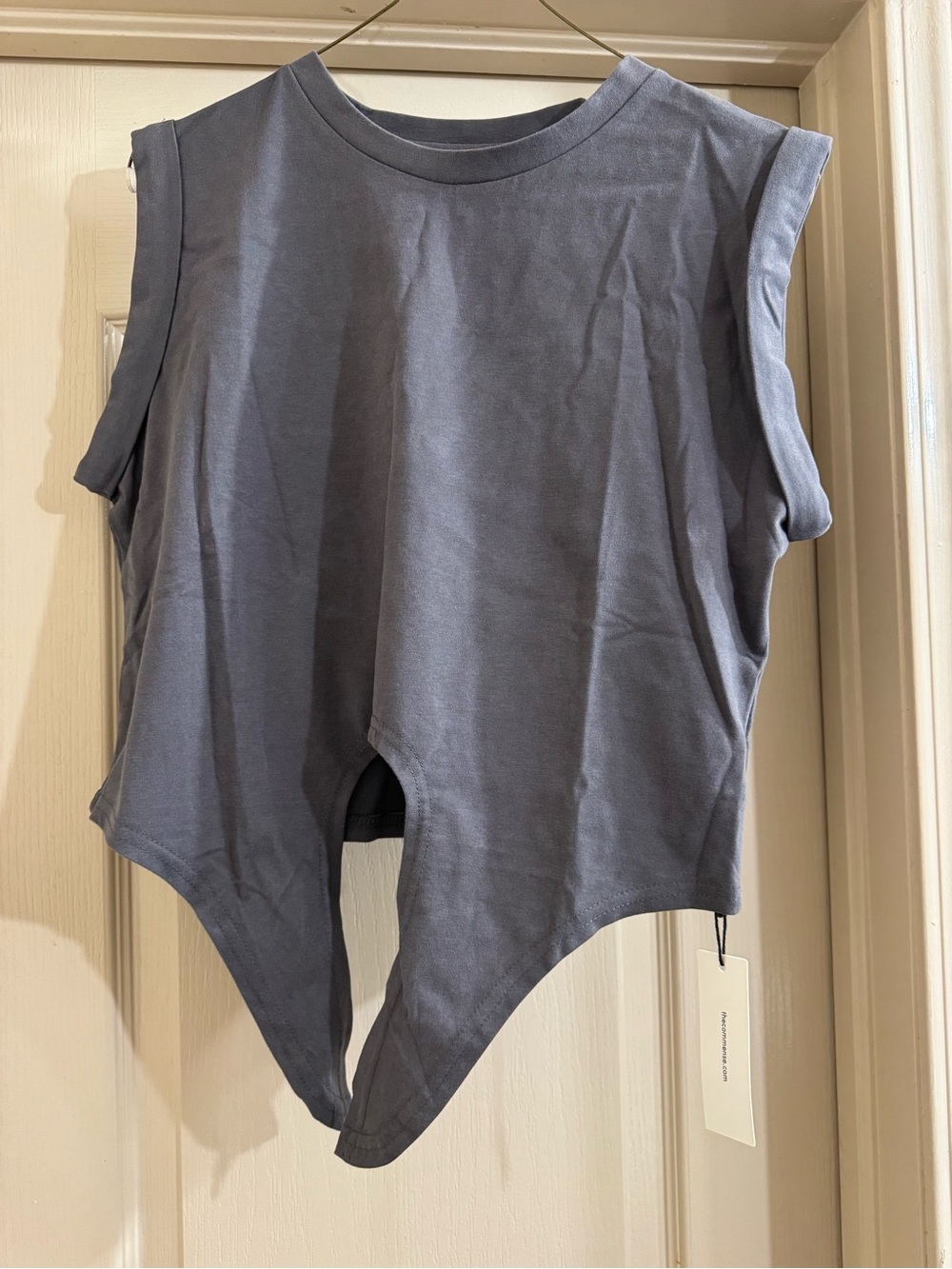 NWT COMMENSE Sleeveless Top - Slate Gray W/Tie Front